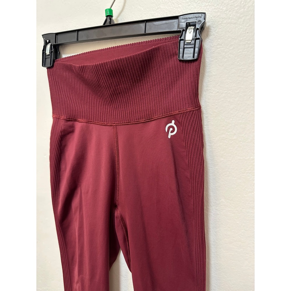 Peloton Burgundy Seamless High Waist Ribbed Trim Compression Leggings, Small - Picture 8 of 8